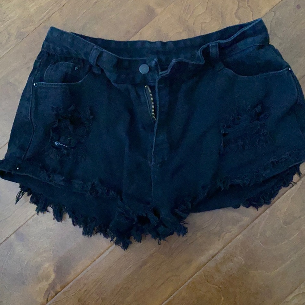 Black ripped high waisted shorts